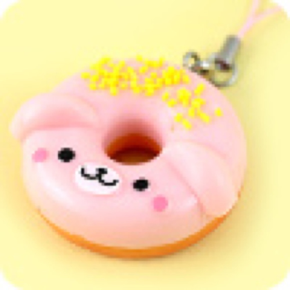 Strawberry doughnut bunny phone charm
